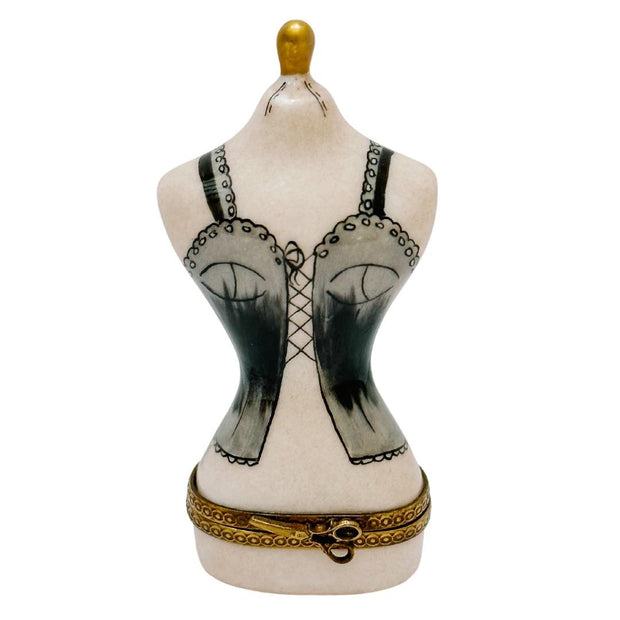 French Limoges Porcelain Couture Mannequin Trinket Box