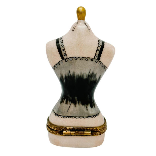 French Limoges Porcelain Couture Mannequin Trinket Box