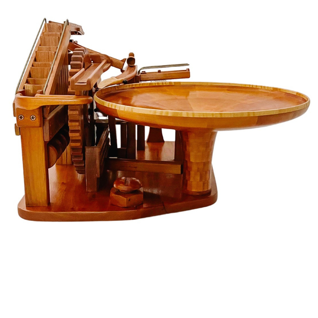 Hand-Carved Wood Gravity Well Marble Machine Sculpture by Larry Marley