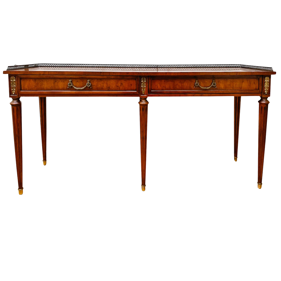 Henredon Louis XVI Style Console Table With Brass Gallery