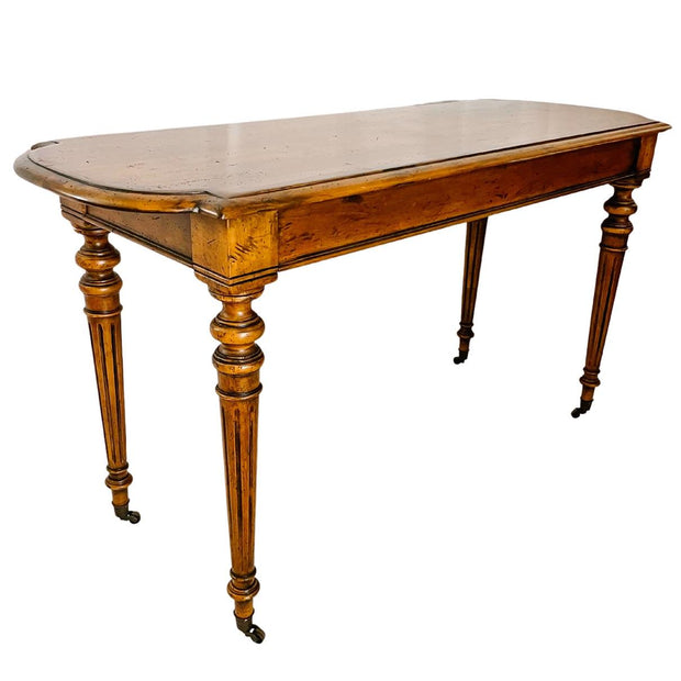 Henredon Neoclassical Style Walnut Sofa Table on Casters