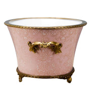 Porcelain Pink Foot Bath Planter With Bronze Ormolu