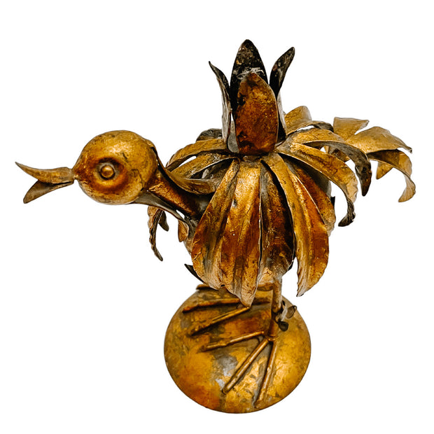 1960s Italian Gilt Tole Bird Candle Holder