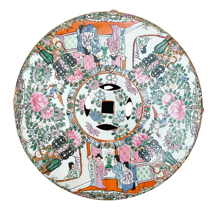 Mid 20th Century Chinese Rose Medallion Garden Stool