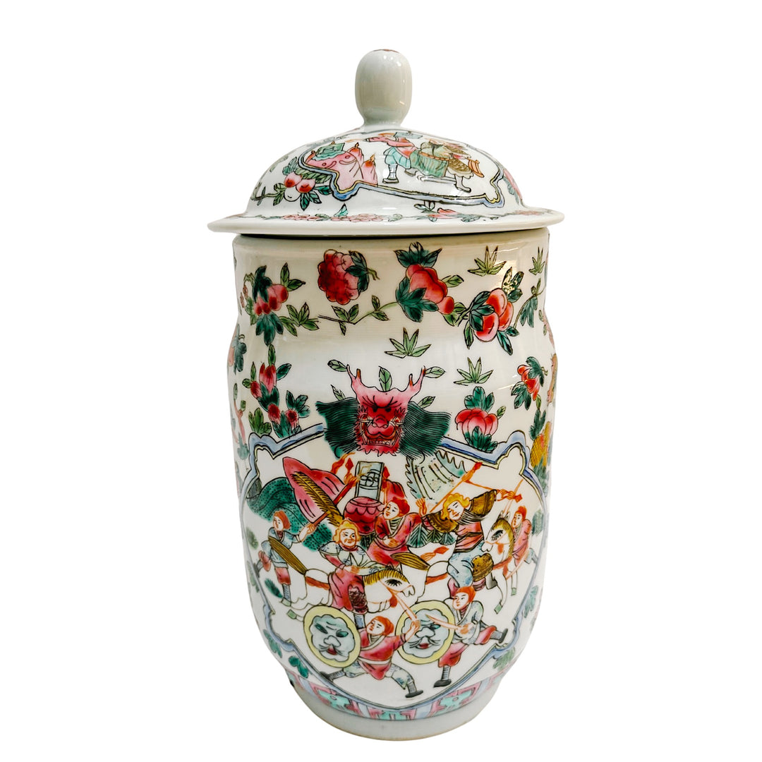 Ethan Allen Famille Rose Tall Lidded Jar