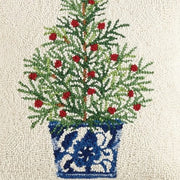 Chinoiserie Tree Wool Hooked Pillow 16 x 16