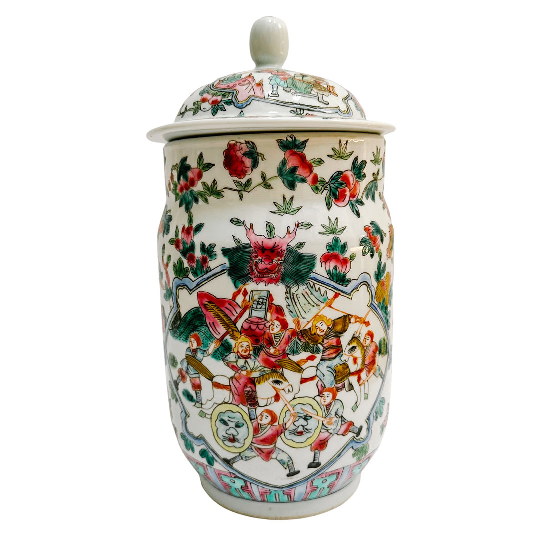 Ethan Allen Famille Rose Tall Lidded Jar