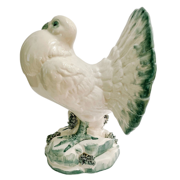 Pair Of Italian Porcelain Fantail Pigeons