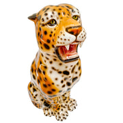Italian Glazed Ceramic Standing Leopard Statue