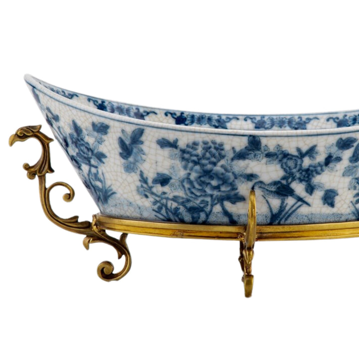 Large Blue & White Oblong Centerpiece With Bronze Ormolu