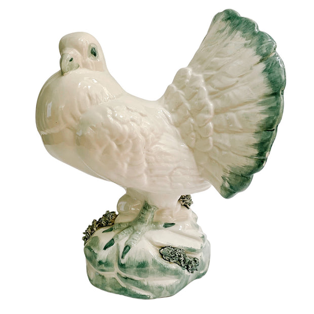 Pair Of Italian Porcelain Fantail Pigeons