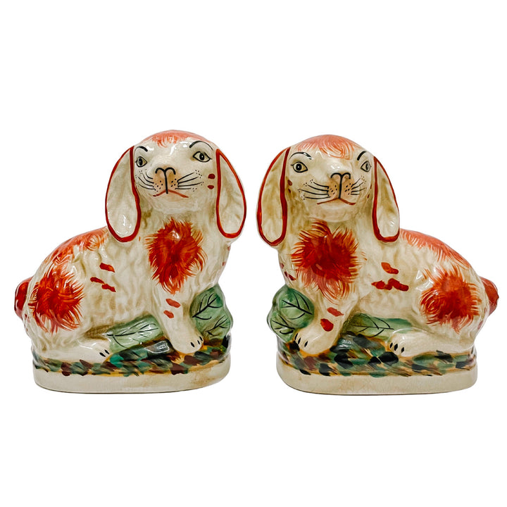 Staffordshire Style Bunny Figurines (Red)