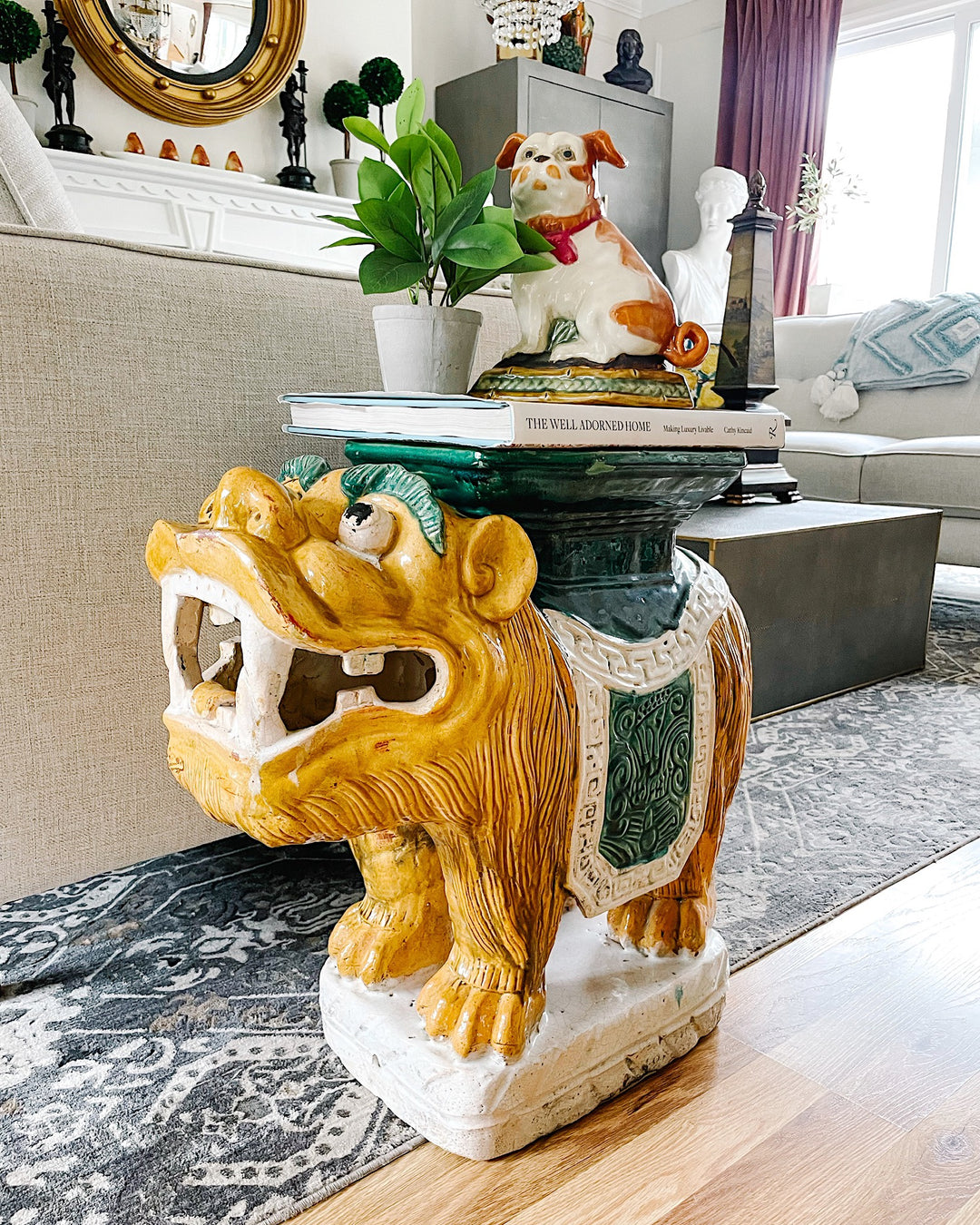 Rare Mid-Century Terracotta Foo Dog Garden Stool