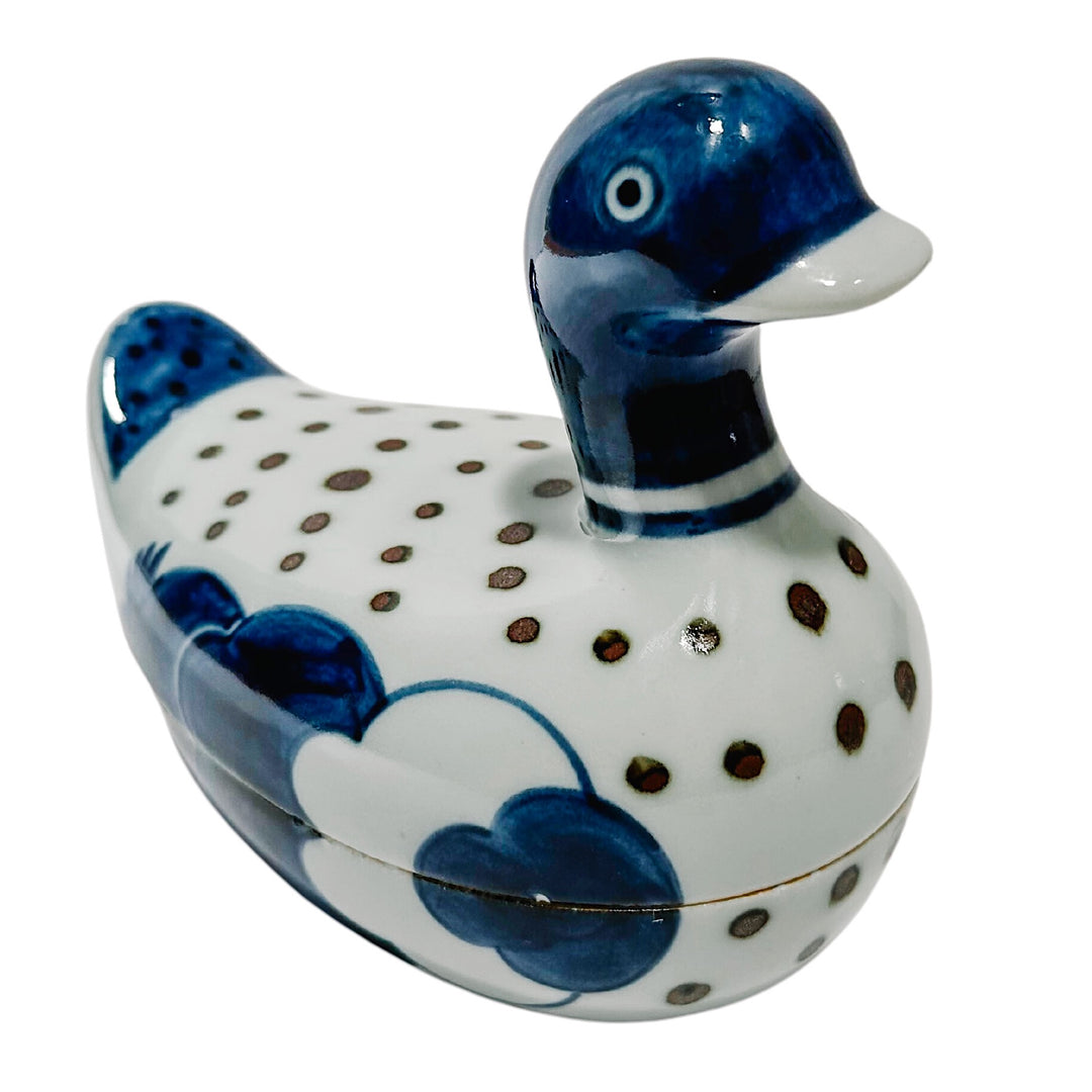 Pair Of Chinese Blue & White Porcelain Duck Boxes