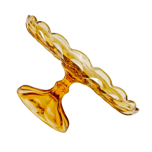 1970s Amber Glass Round Cake Stand