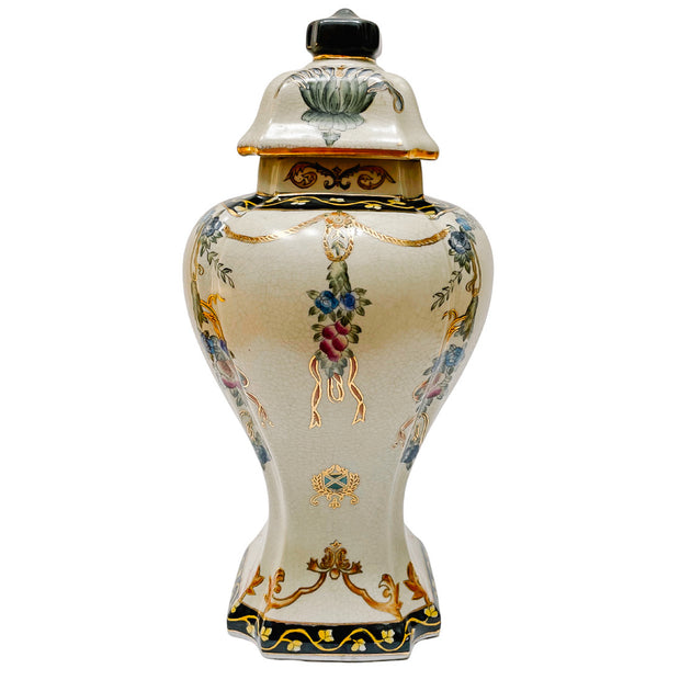 Tall 16” Armorial Decorative Lidded Jar