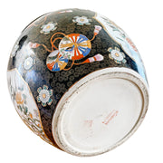 Large Black & Gold Bird Motif Fish Bowl Planter