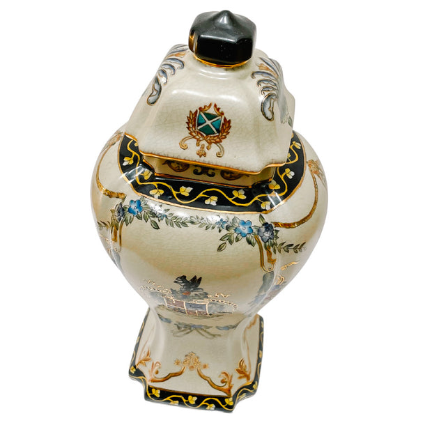 Tall 16” Armorial Decorative Lidded Jar