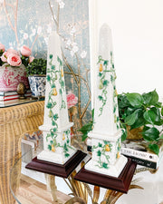 Large 20" Gourd Vines Ceramic Obelisks With Stands