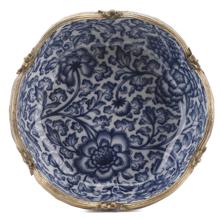 Blue & White Porcelain Centerpiece Bowl With Bronze Ormolu