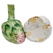 Pair Of Italian Artichoke Globe & White Onion Candlesticks