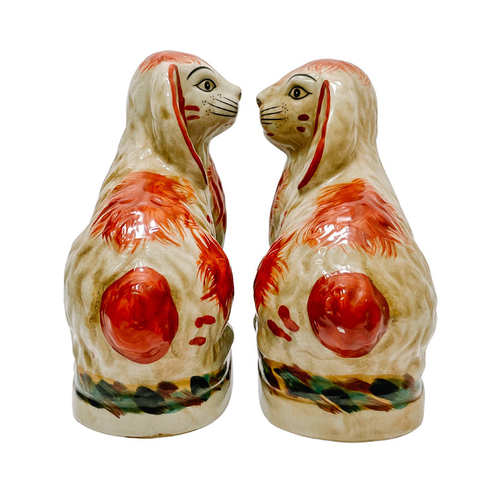 Staffordshire Style Bunny Figurines (Red)