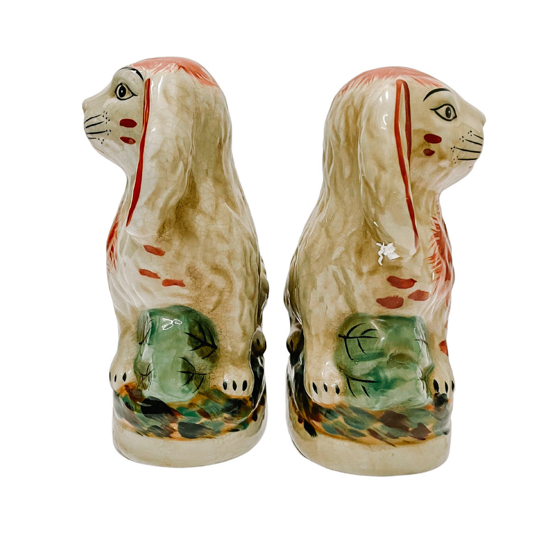 Staffordshire Style Bunny Figurines (Red)