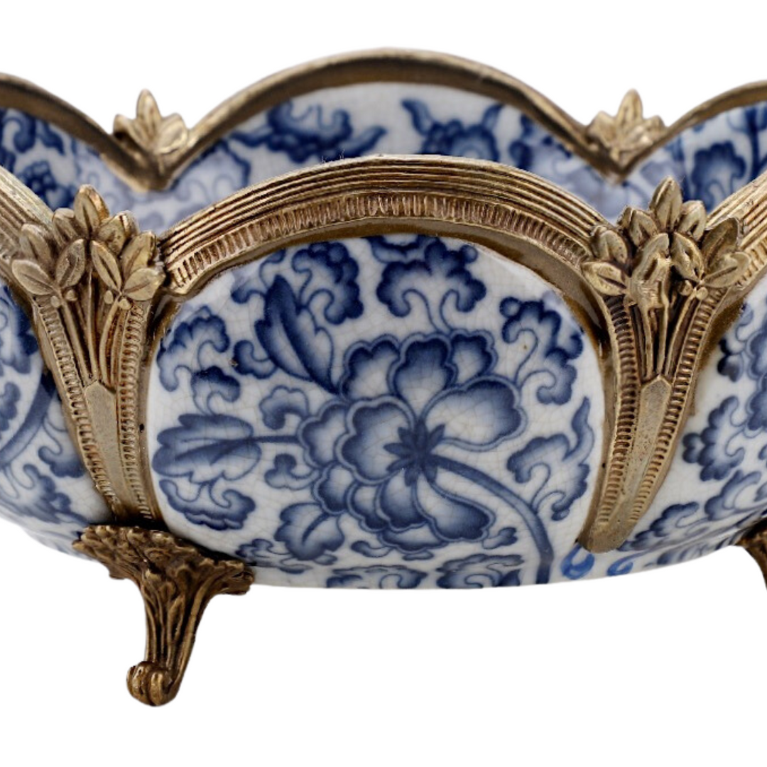 Blue & White Porcelain Centerpiece Bowl With Bronze Ormolu