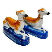 Pair Of Staffordshire Style Reclining Greyhounds