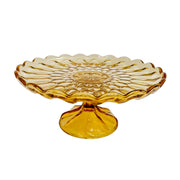 1970s Amber Glass Round Cake Stand