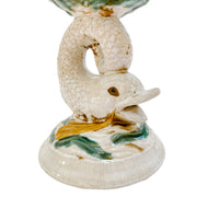 Vintage Majolica Dolphin Shell Pedestal Centerpiece