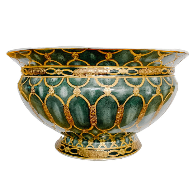 Neoclassical Green & Gold Centerpiece Decorative Bowl
