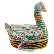 Large Chinese Famille Rose Swimming Goose Form Tureen