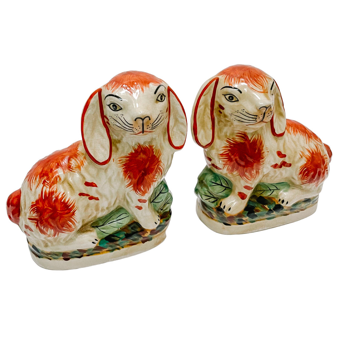 Staffordshire Style Bunny Figurines (Red)