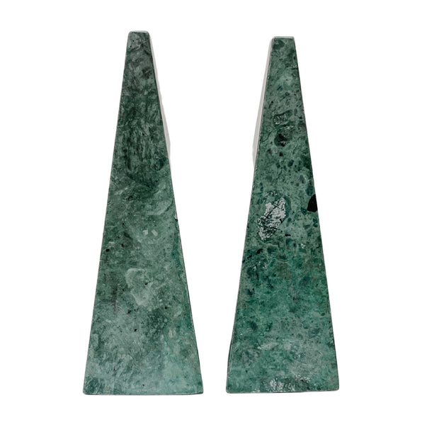 Pair Of Contemporary Green Marble Obelisks