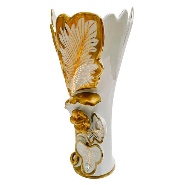 Chelsea House 24k Gold Sculptural Tobacco Leaf Vase