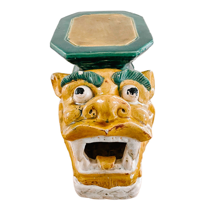 Rare Mid-Century Terracotta Foo Dog Garden Stool