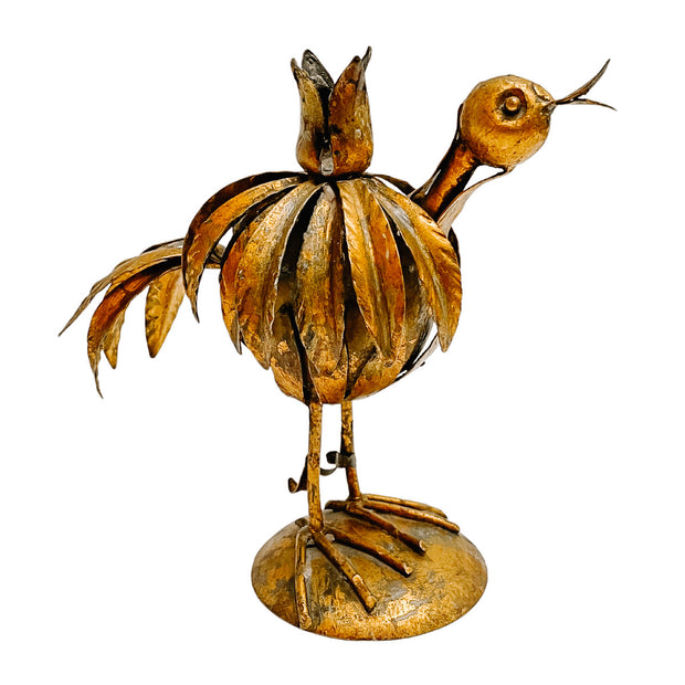 1960s Italian Gilt Tole Bird Candle Holder