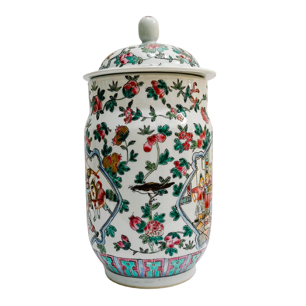 Ethan Allen Famille Rose Tall Lidded Jar