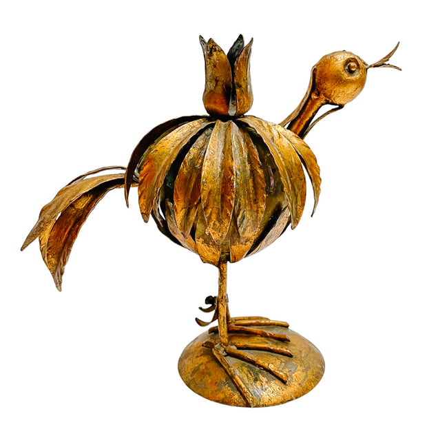 1960s Italian Gilt Tole Bird Candle Holder