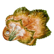 Italian Majolica Maple Leaf Plate With Spring Onions