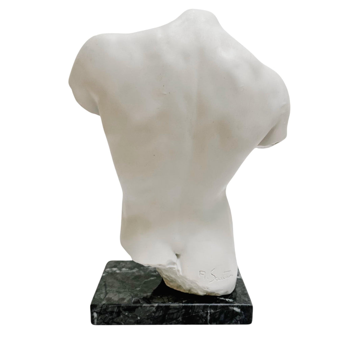 Santini Italian Male Torso Sculpture on Marble Base