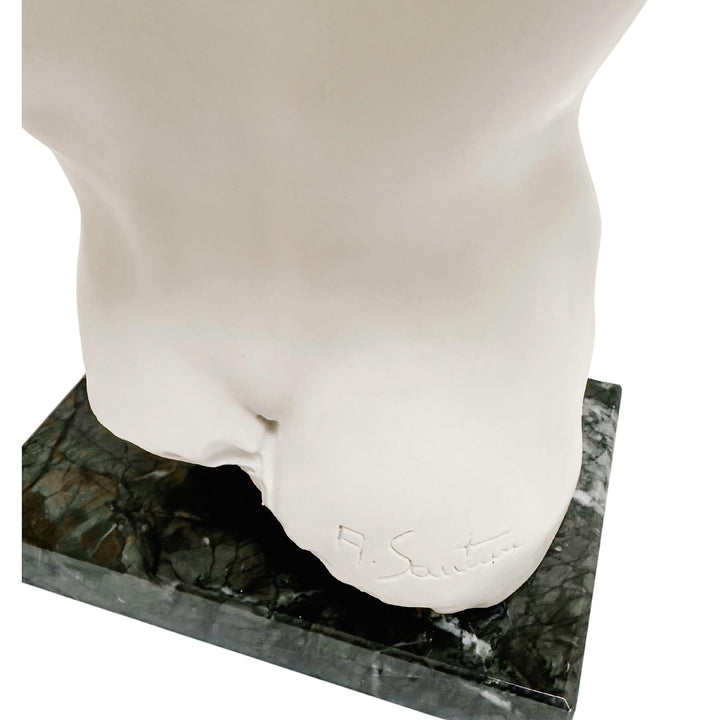 Santini Italian Male Torso Sculpture on Marble Base