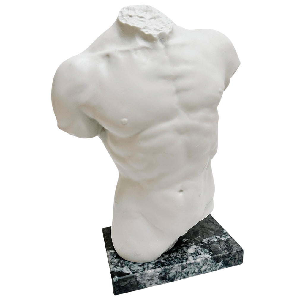 Santini Italian Male Torso Sculpture on Marble Base