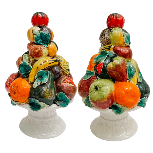Pair Of Vintage Italian Mixed Fruit Topiaries