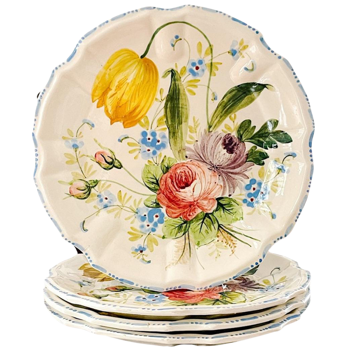 italian-renaissance-majolica-floral-plates-set