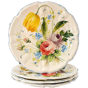 italian-renaissance-majolica-floral-plates-set
