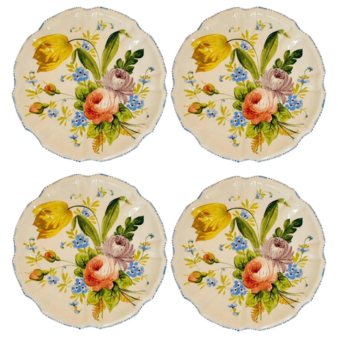 italian-renaissance-majolica-floral-plates-set