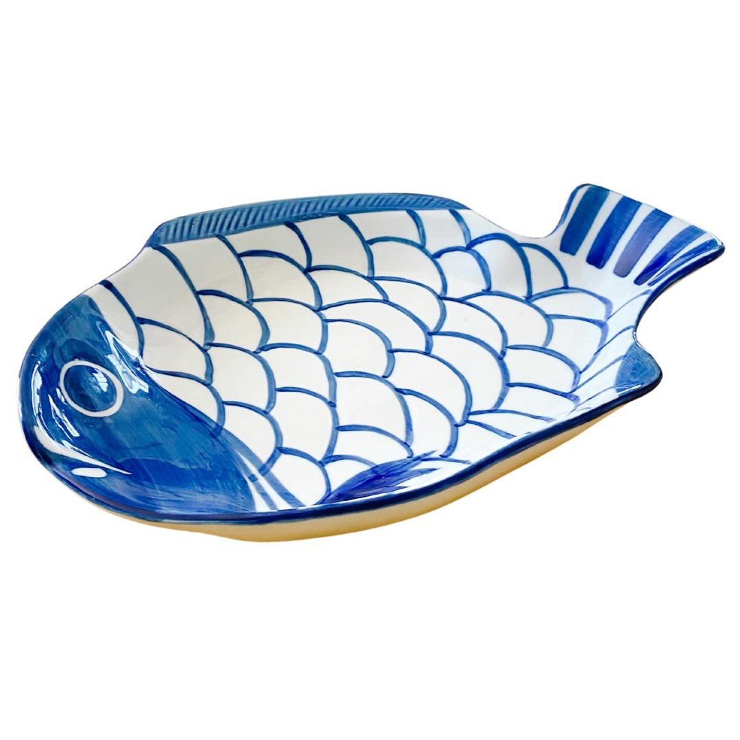 Vintage Dansk Arabesque Blue & White Fish Platter