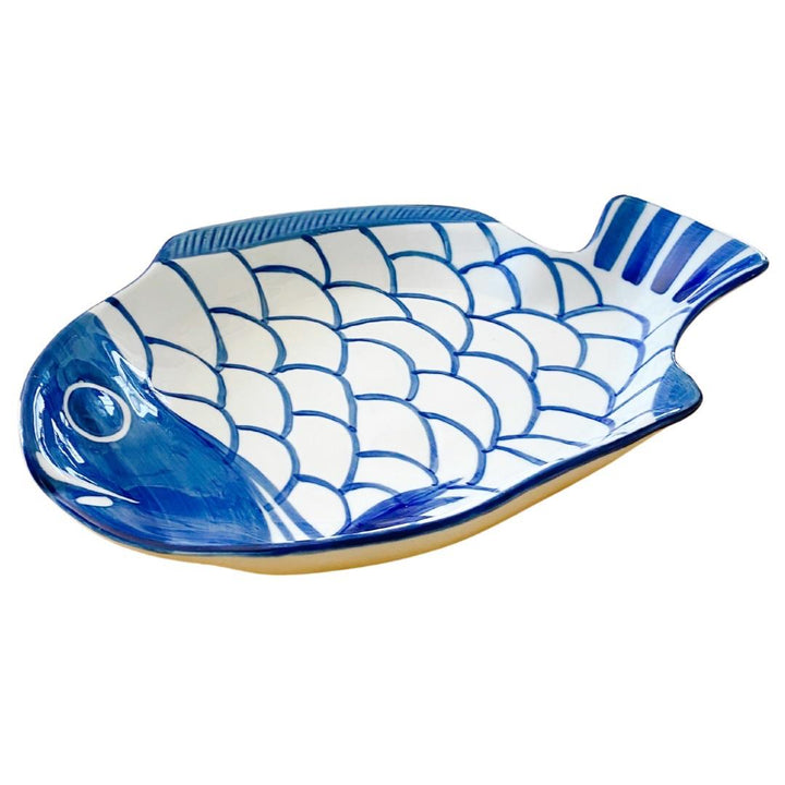 Vintage Dansk Arabesque Blue & White Fish Platter